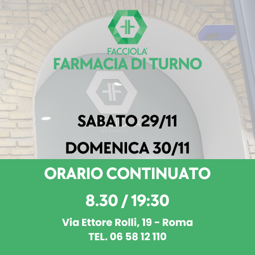 Farmacia Facciolà farmacia di turno sabato 29 e domenica 30 novembre