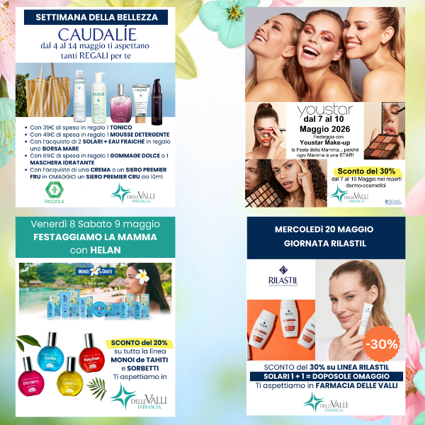 giornate promo Farmacia delle Valli: Bioscalin, Caudalie, Youstar, Helan